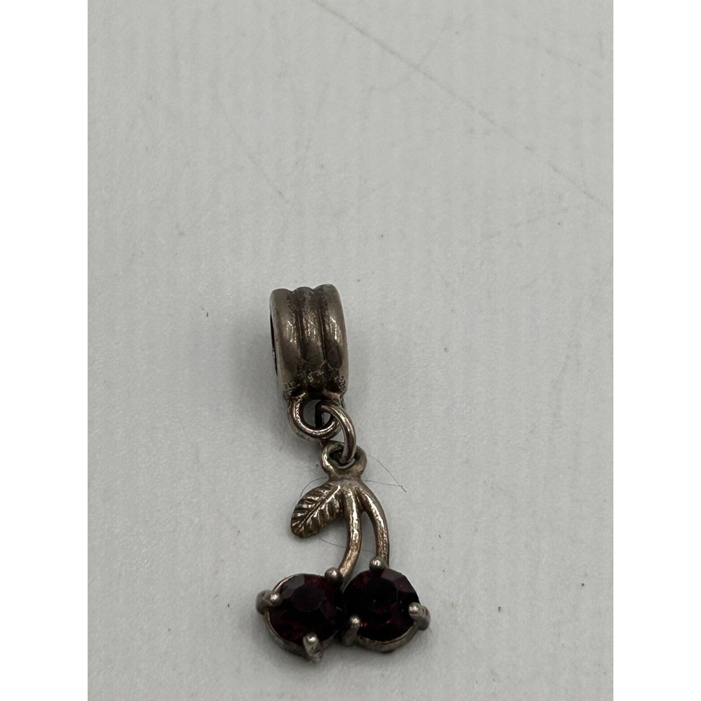 Vintage Pair of Cherries Tourmaline Silver tone Charm‎ Pendant